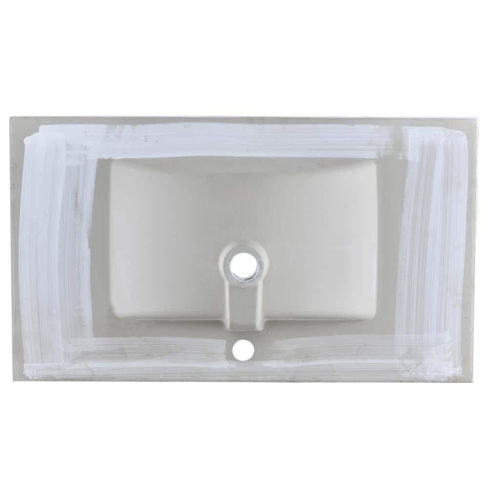 YASINU SQ 32 in. W 18 in. D Ceramic Vanity Top Integrated Rectangle Basin Sink White (4)