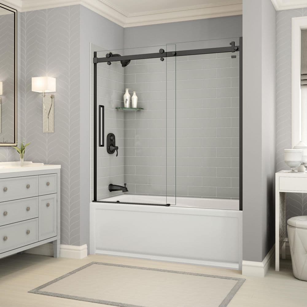 MAAX Utile 60 in. W x 30 in. D x 60 in. H Composite Direct-to-Stud Three-Piece Tub Wall Kit in Metro Soft Grey (1)