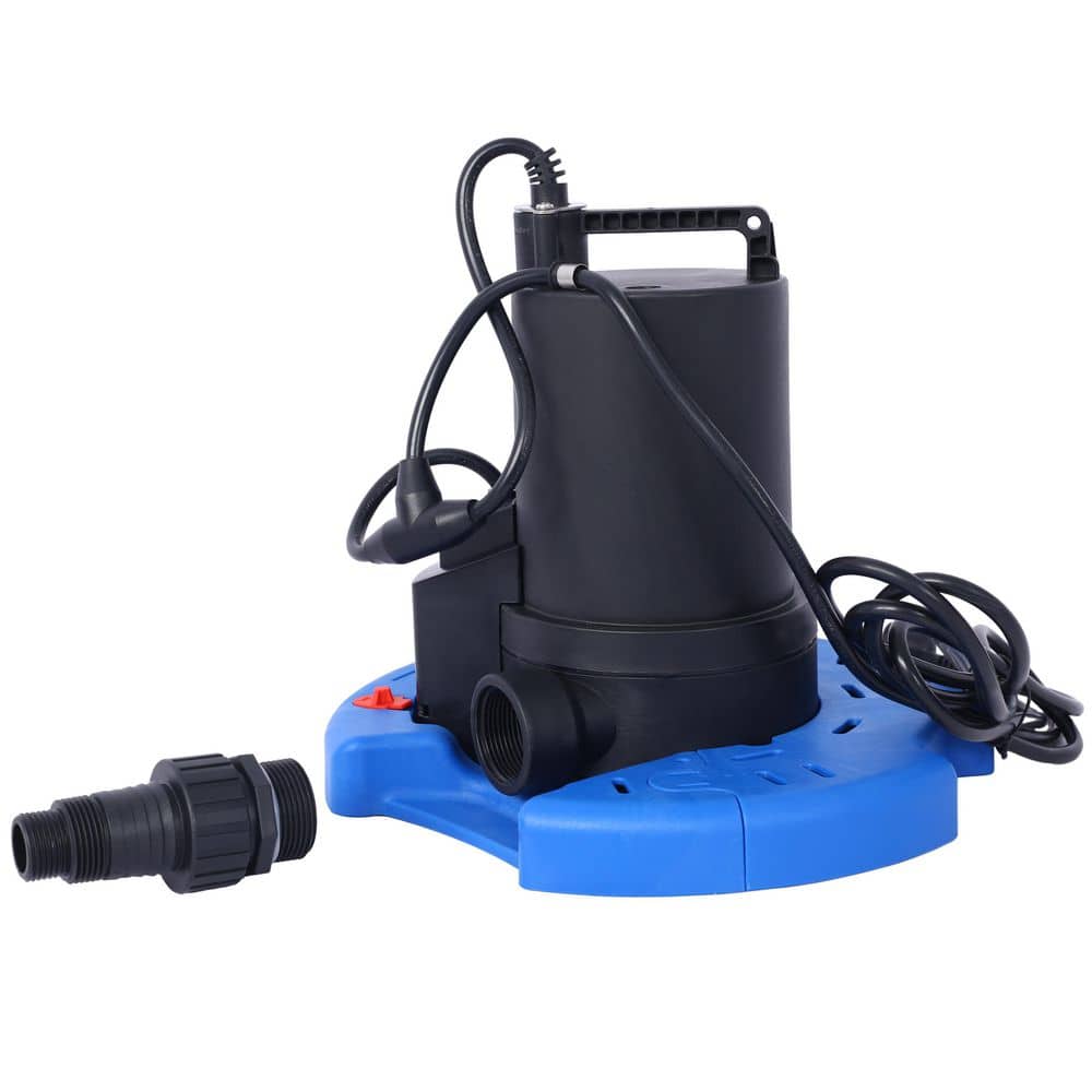 Unbranded 1/4 HP Automatic Swimming Pool Cover Pump 120 V Submersible with 3/4 Check Valve Adapter1850 GPH Water Removal
