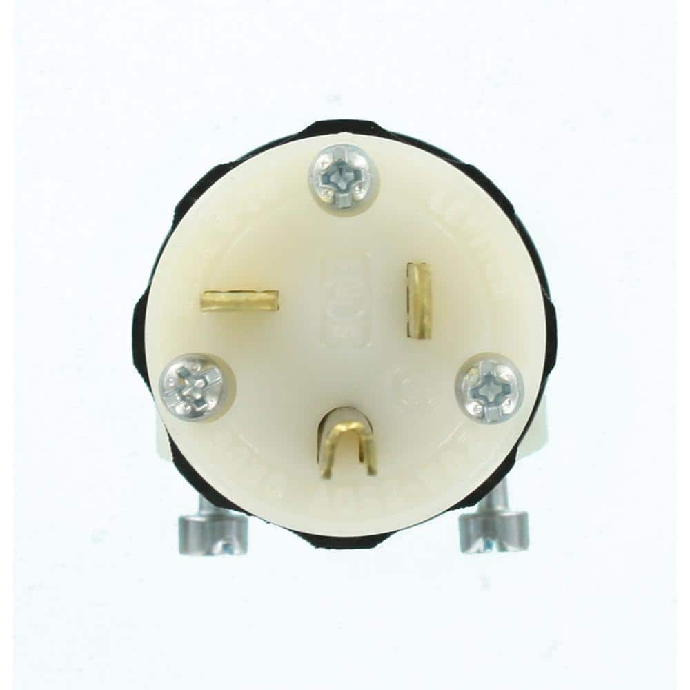 Leviton 20 Amp 250-Volt Straight Blade Plug, Black and White 5466-CS (3)