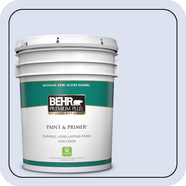 BEHR PREMIUM PLUS 5 gal. #P540-1 Vaguely Violet Semi-Gloss Enamel Low Odor Interior Paint & Primer (2)