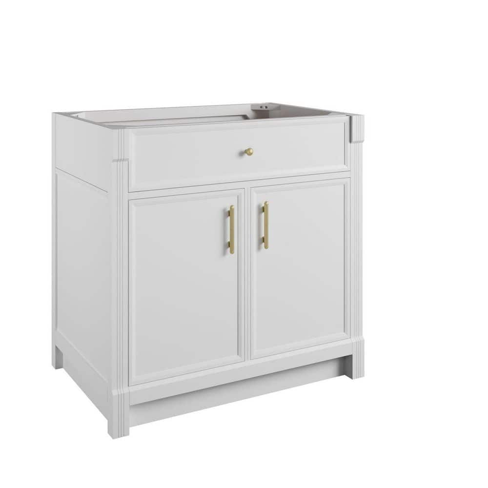 James Martin Vanities Bellshire 35.6 in. W x 23.3 in. D x 34.8 in. H Single Bath Vanity Cabinet without Top in Bright White (1)