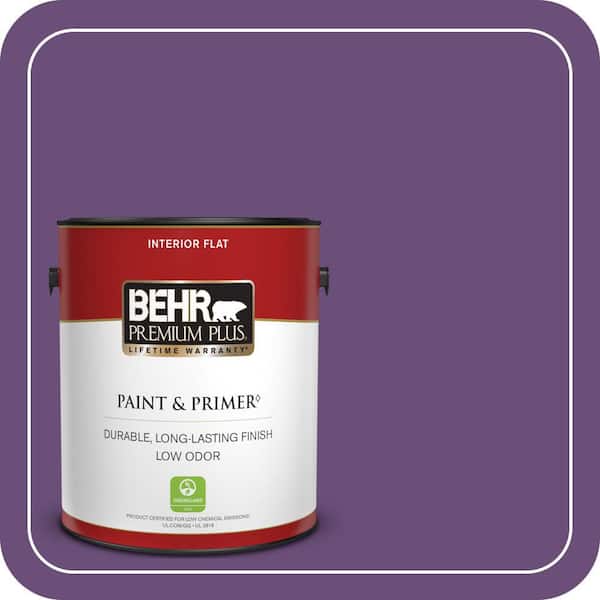 BEHR PREMIUM PLUS 1 gal. #660B-7 Exotic Purple Flat Low Odor Interior Paint & Primer (2)