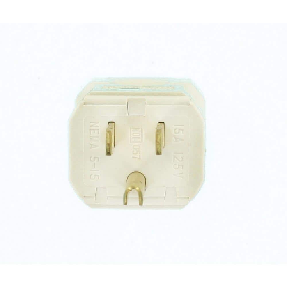 Leviton 15 Amp 125-Volt Python Hospital Grade Straight Blade Grounding Plug, White 8256-V