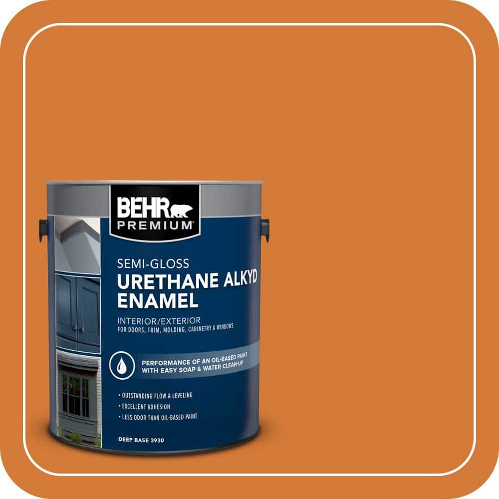 BEHR PREMIUM 1 gal. #T17-19 Fired Up Urethane Alkyd Semi-Gloss Enamel Interior/Exterior Paint (1)