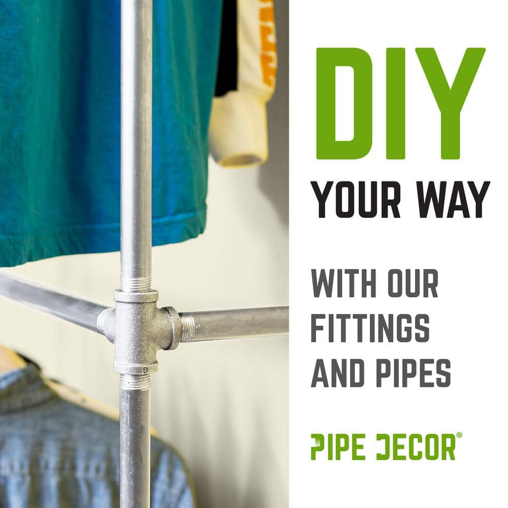 PIPE DECOR 1 in. Galvanized Side Outlet FPT x FPT x FPT x FPT Tee Fitting (4-Pack) (2)