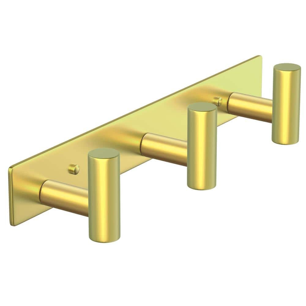 Unbranded Stainless Steel Coat Rack Wall Mounted with 3 Gold Hooks, Heavy Duty Rail for Coats and Towels Organizer (3)