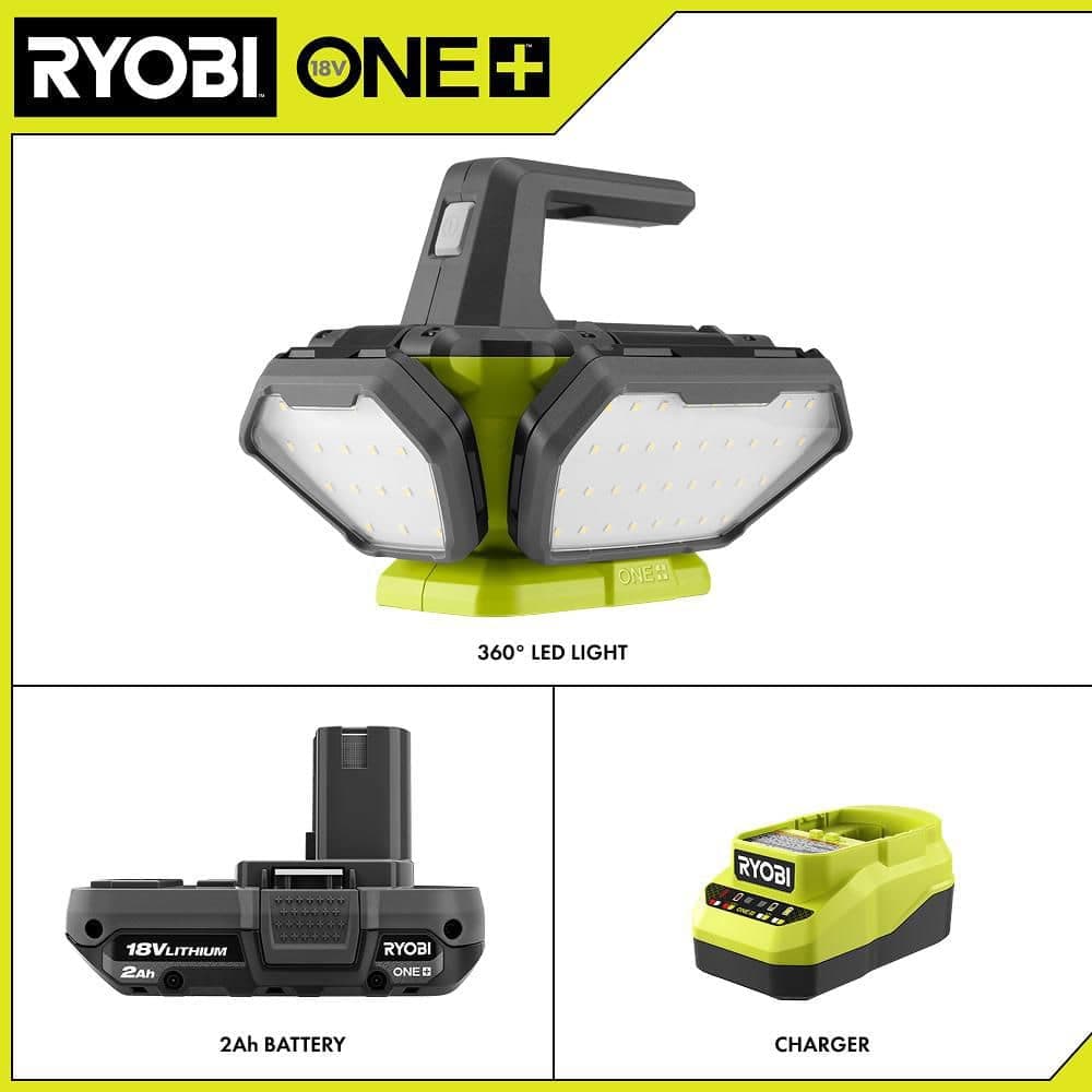 RYOBI ONE+ 18V Cordless 360° Light with 2.0 Ah Battery and Charger Kit (2)