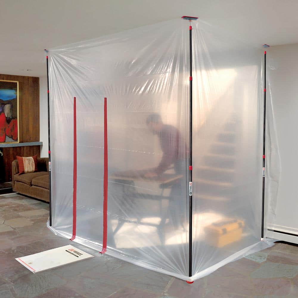 ZipWall 10 ft. Stainless Steel Dust Barrier Poles with 2-Adhesive Zippers and a Carry Bag Black (4-Pack) (4)