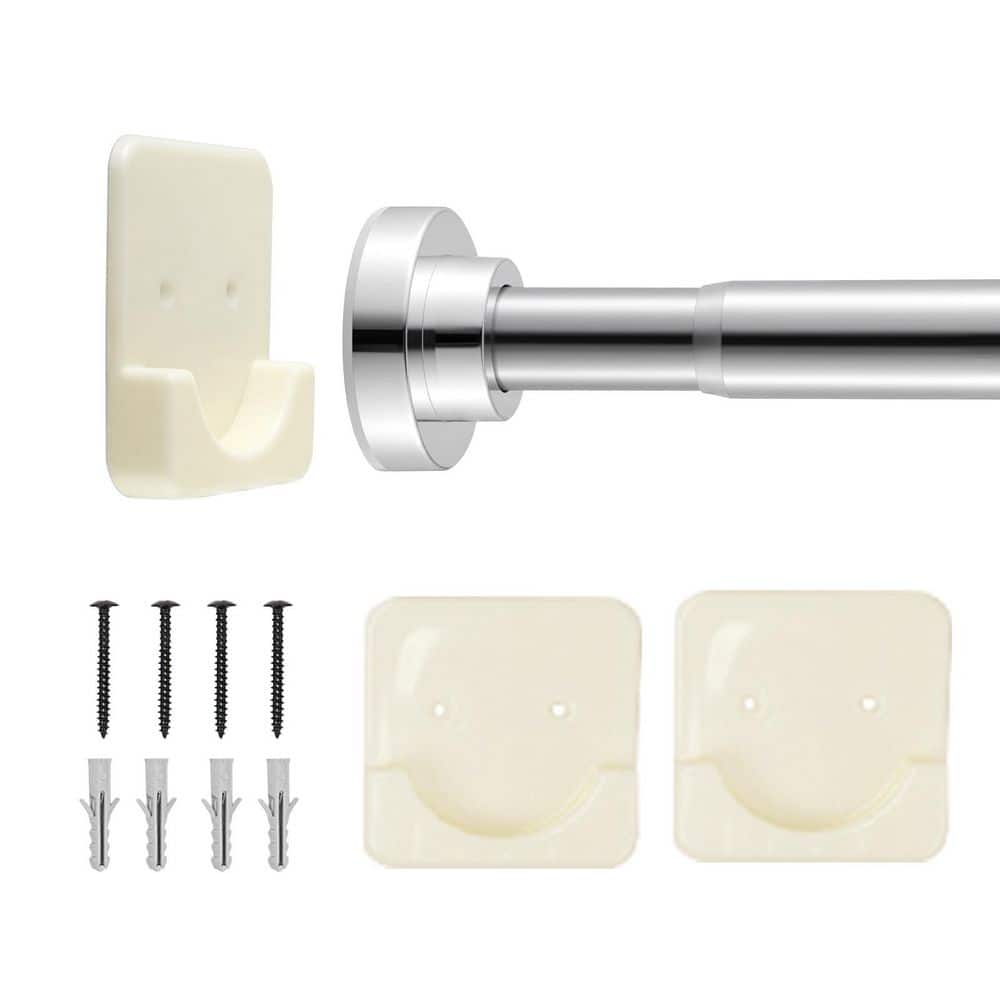 SKYSHALO 76 in. Stainless Steel Shower Rod, Adjustable Length Rust Resistant, Shower Curtain Rod in Silver, 1 in. Diameter (1)