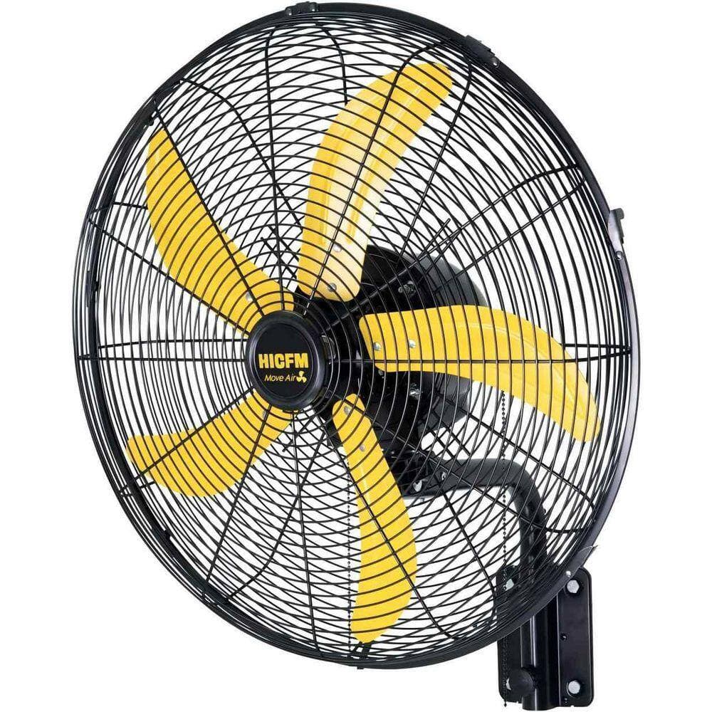 Stbine 20 in. 3-Speed Oscillating Wall Fan, 4800 CFM High Velocity Industrial Mounted Wall Heavy-Duty Fans in Yellow