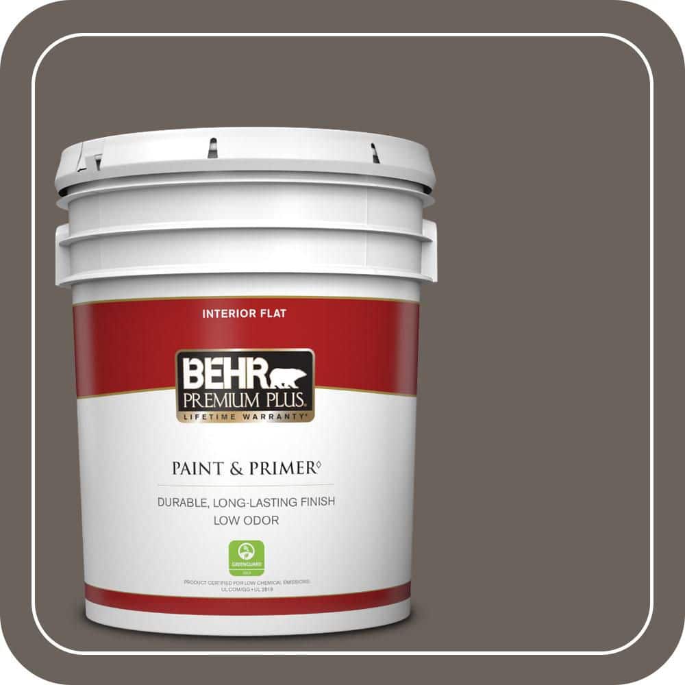 BEHR PREMIUM PLUS 5 gal. #T11-8 Back Stage Flat Low Odor Interior Paint & Primer