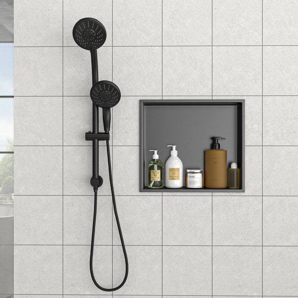 Boosicavelly 17 in. W x 15 in. H x 4 in. D Shower Niche Set of 1 Piece in Gunmetal Black (2)
