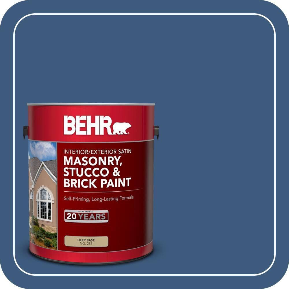 BEHR 1 gal. #M520-7 Admiral Blue Satin Interior/Exterior Masonry, Stucco and Brick Paint