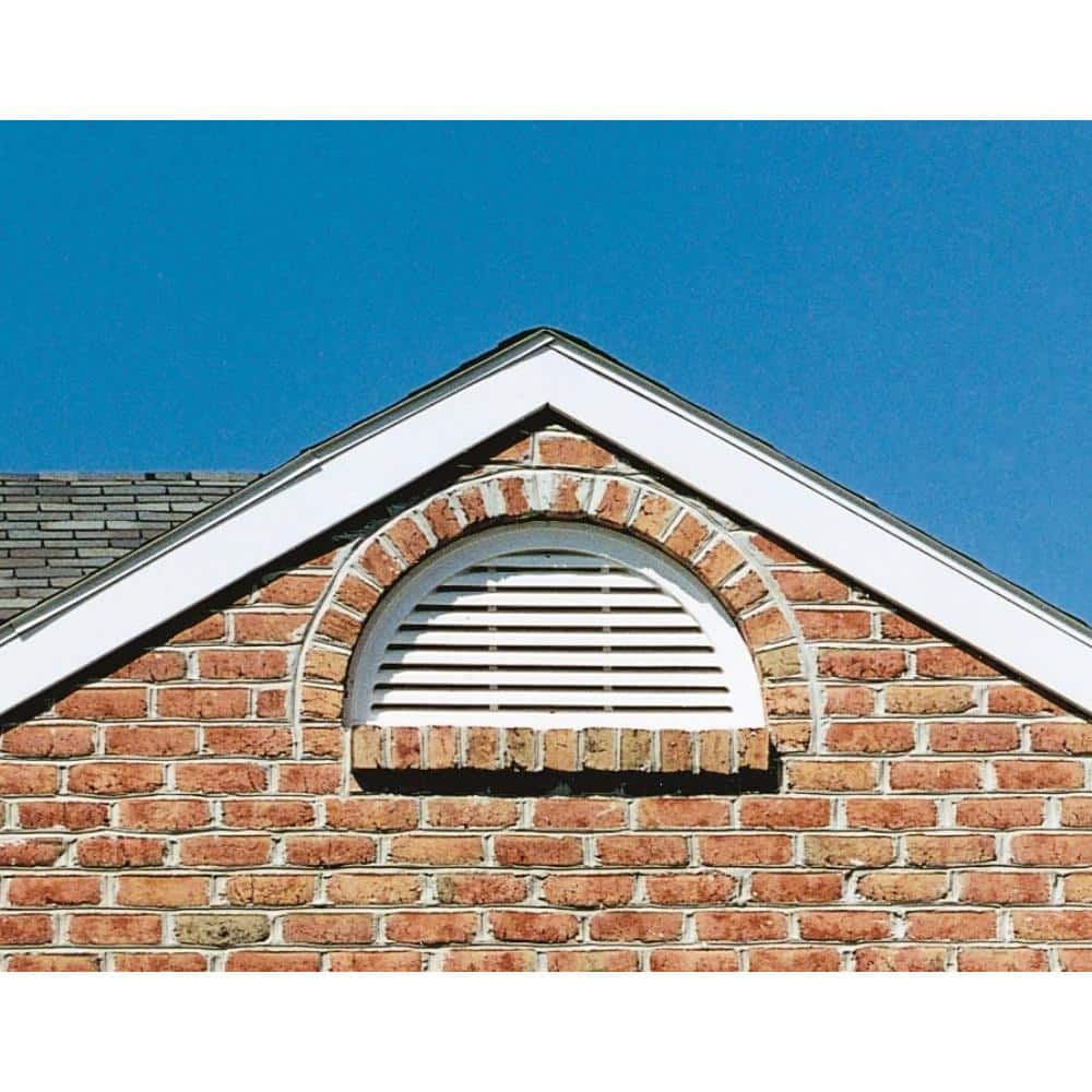 Fypon 32 in. x 16 in. Half Round White Polyurethane Weather Resistant Gable Louver Vent (2)