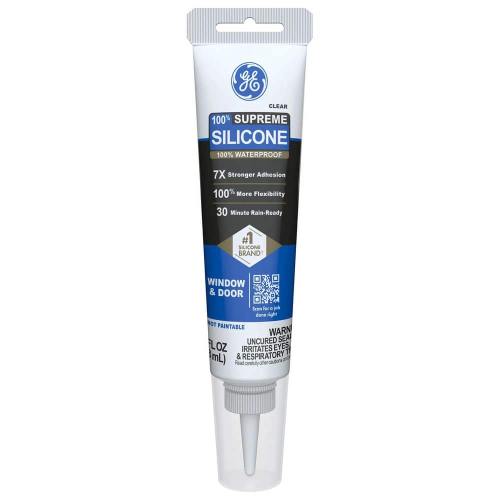 GE Supreme Silicone Caulk 2.8 oz Window and Door Sealant Clear (2)