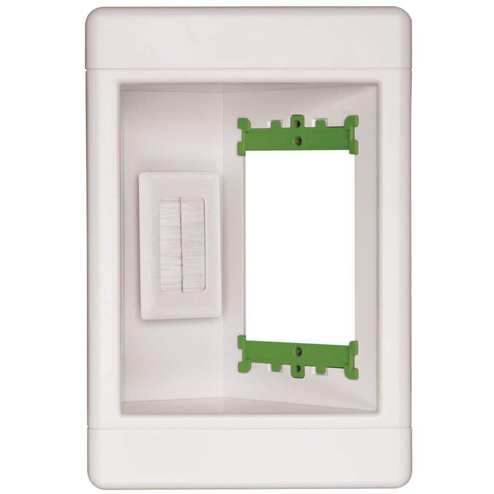 Legrand Pass & Seymour 1 Gang Recessed TV Media Box with Low Voltage Brush Insert, White