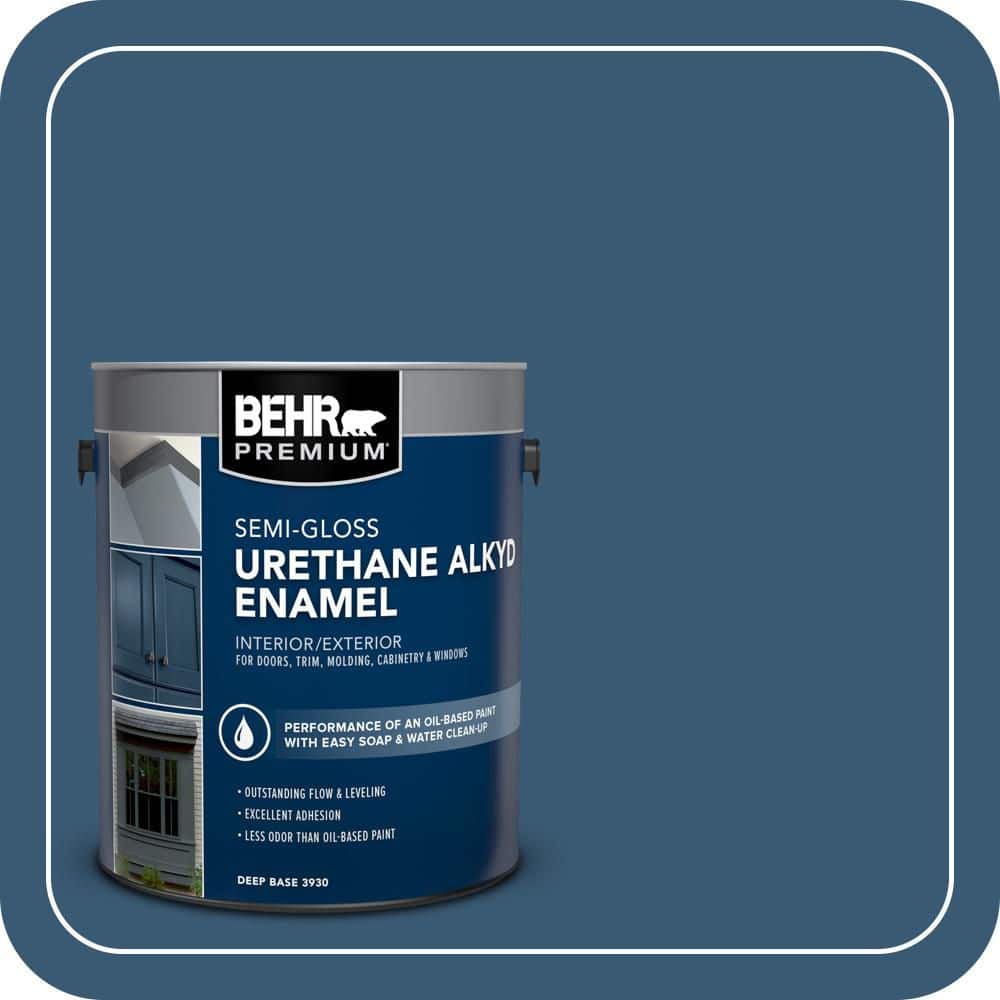 BEHR PREMIUM 1 gal. #M500-6 Express Blue Urethane Alkyd Semi-Gloss Enamel Interior/Exterior Paint (1)