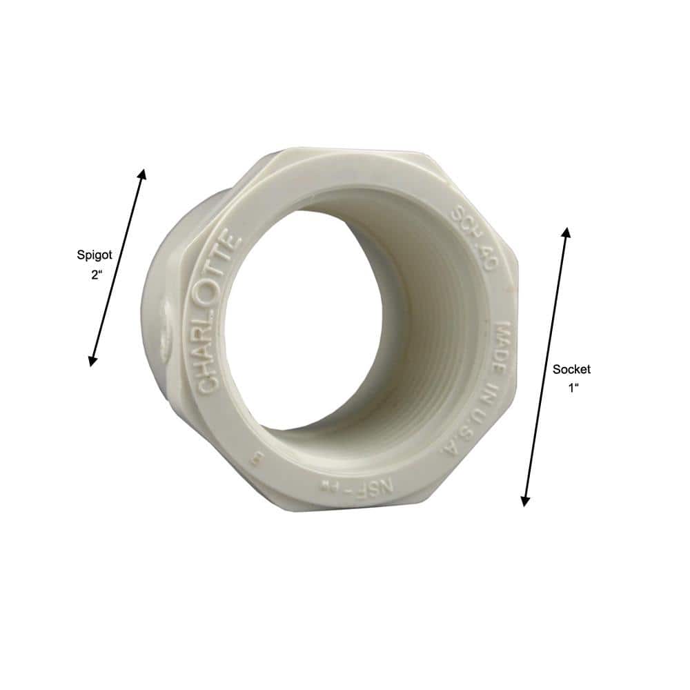Charlotte Pipe 2 in. x 1 in. PVC Schedule 40 Spigot x FPT Reducer Bushing (4)