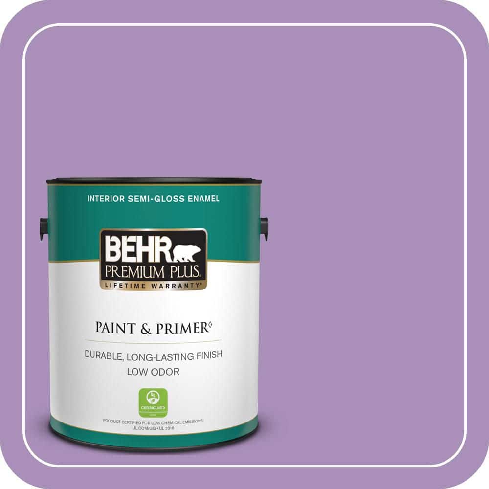 BEHR PREMIUM PLUS 1 gal. #650B-5 Garden Pansy Semi-Gloss Enamel Low Odor Interior Paint & Primer