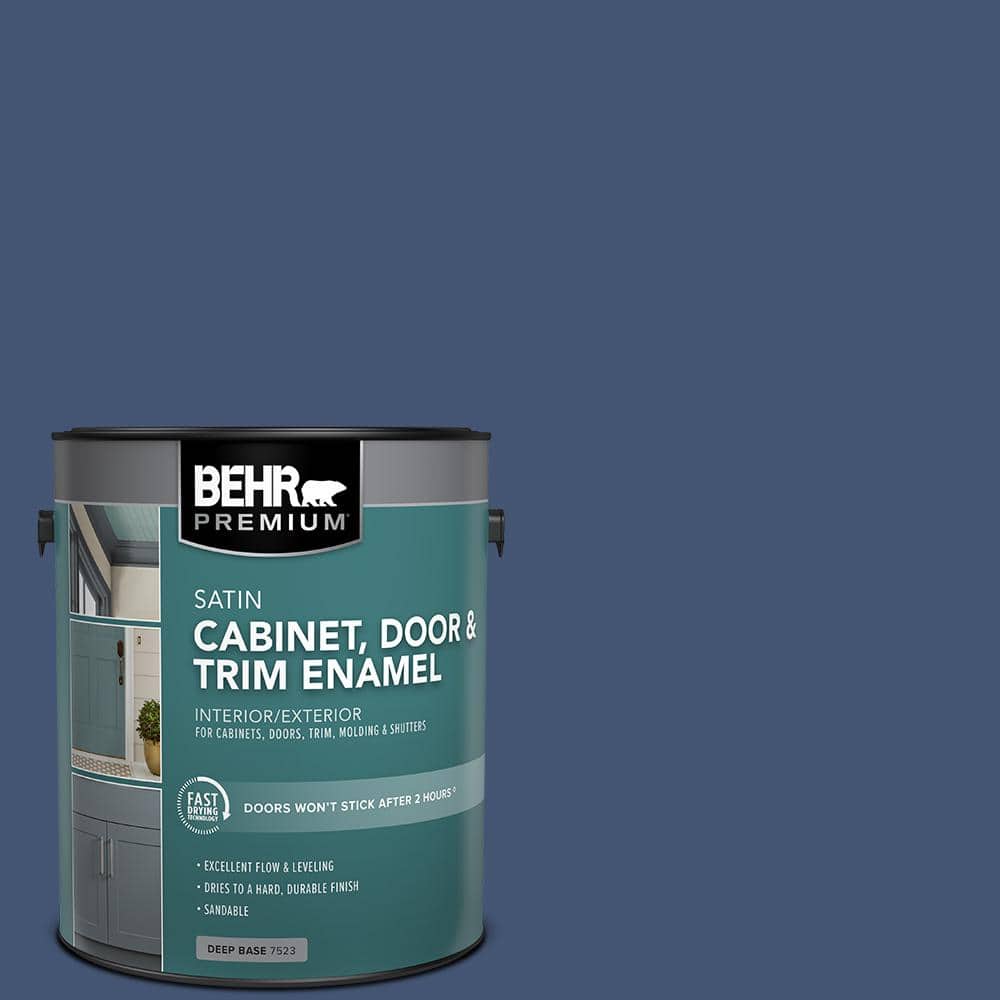 BEHR PREMIUM 1 gal. #HDC-CL-26 Champlain Blue Satin Enamel Interior/Exterior Cabinet, Door & Trim Paint (1)