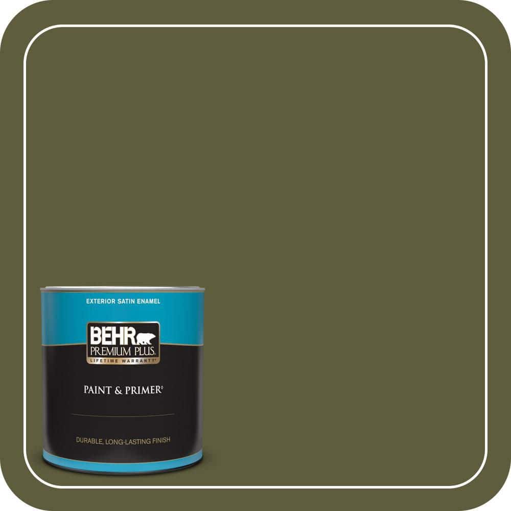 BEHR PREMIUM PLUS 1 qt. #PPU9-25 Eastern Bamboo Satin Enamel Exterior Paint & Primer (1)