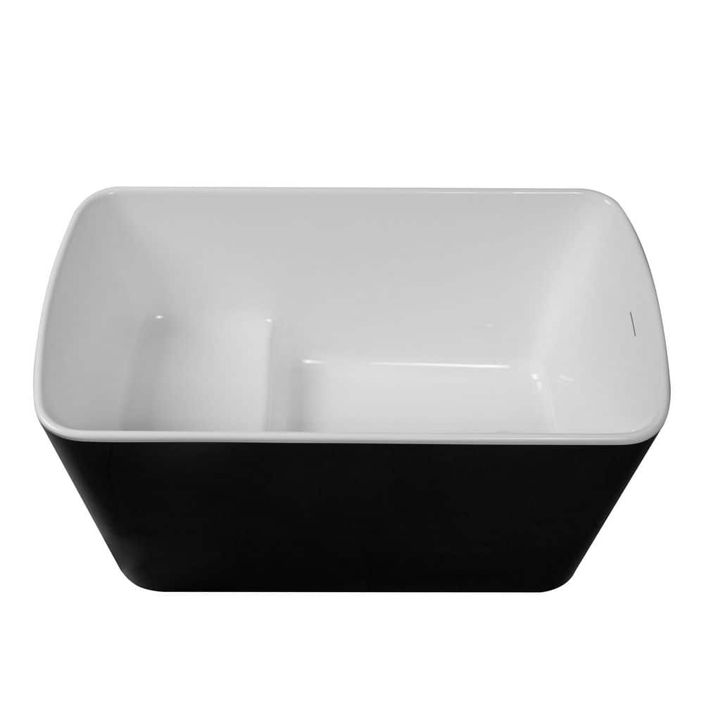 Coporesell 49 in. x 28 in. Acrylic Freestanding Soaking Bathtub in Glossy Black with Chrome Reversible Drain (1)