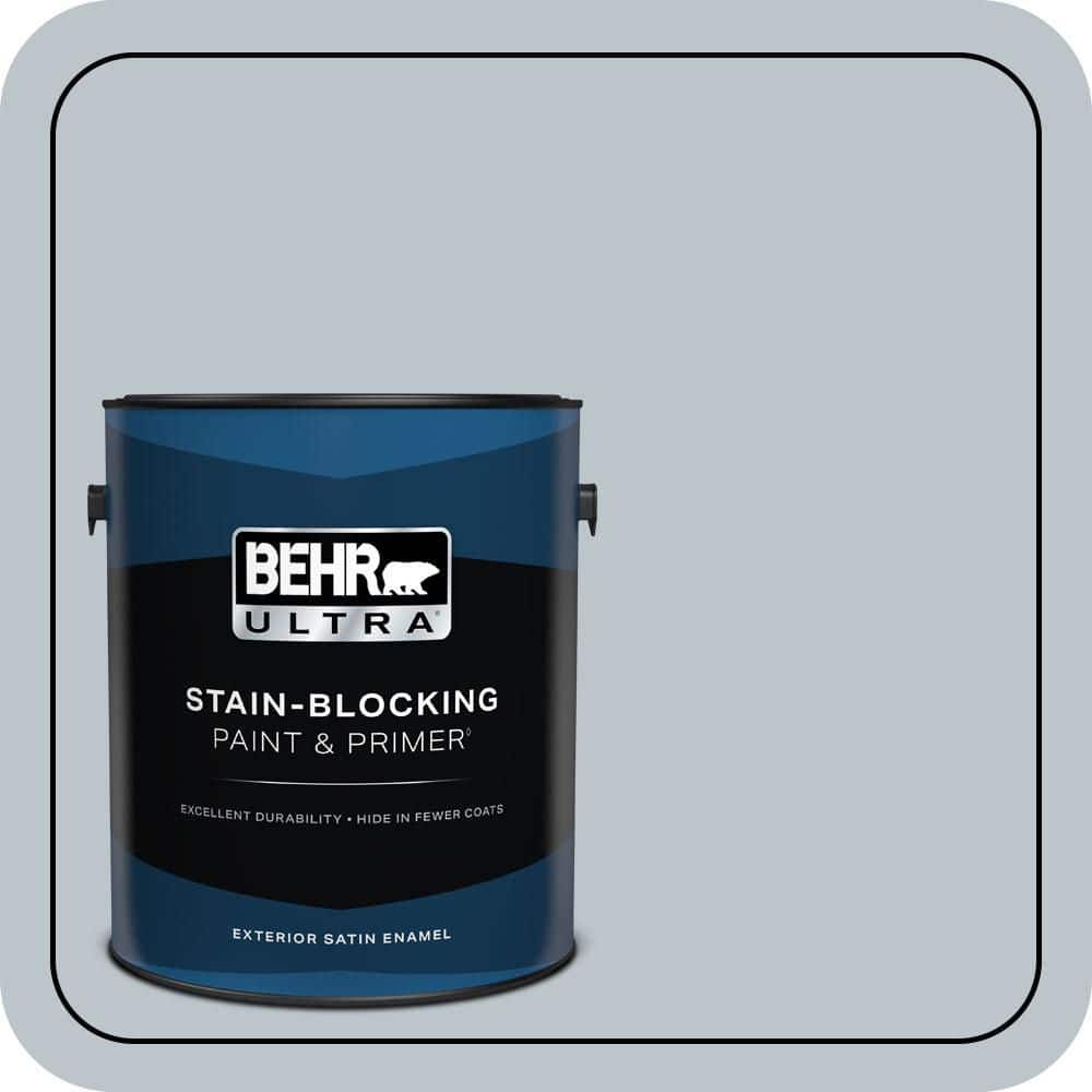 BEHR ULTRA 1 gal. #N490-2 Icicles Satin Enamel Exterior Paint & Primer