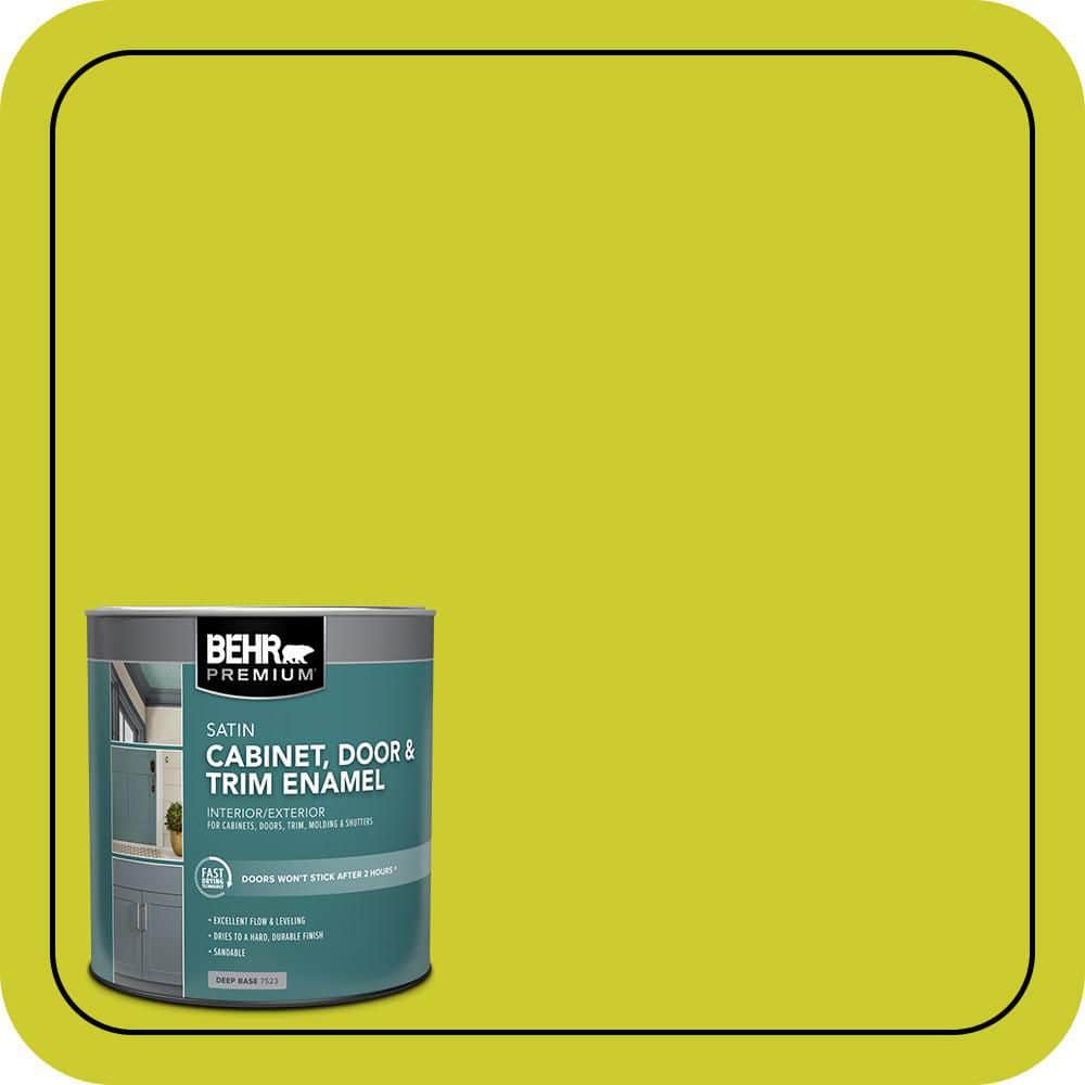 BEHR PREMIUM 1 qt. #S-G-400 Lime Pop Satin Enamel Interior/Exterior Cabinet, Door & Trim Paint