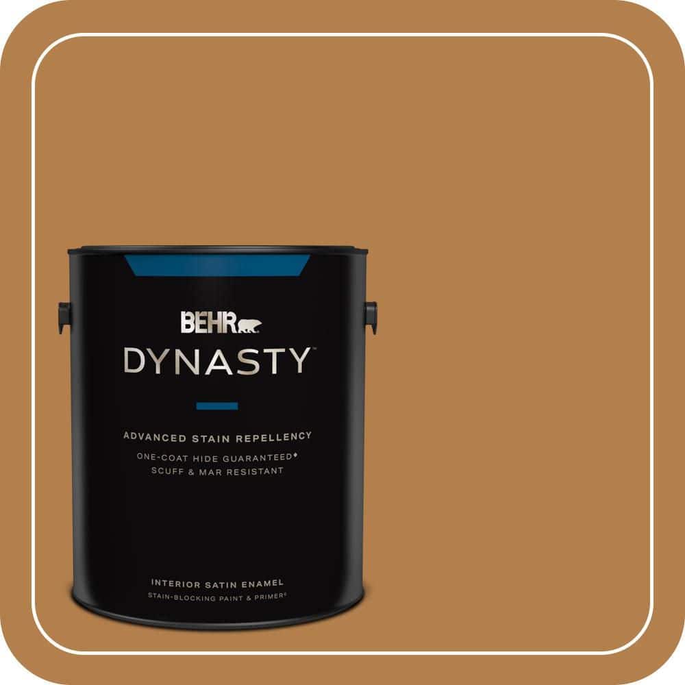 BEHR DYNASTY 1 gal. #PMD-106 Caramel Sauce Satin Enamel Interior Stain-Blocking Paint & Primer