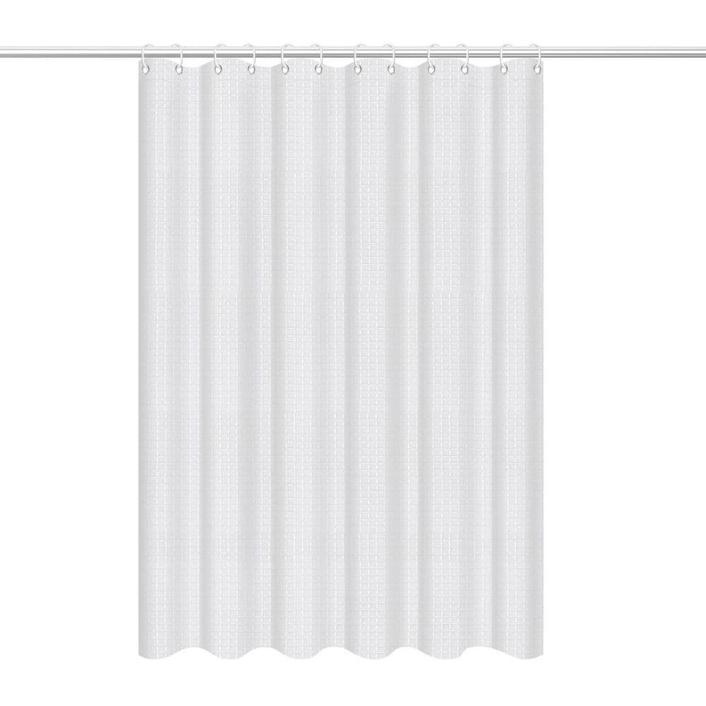 Jeedeson 70.87" x 70.87" Waffle Weave Polyester Bathroom Shower Curtain, Thick & Waterproof, White Fabric for Modern Bathrooms