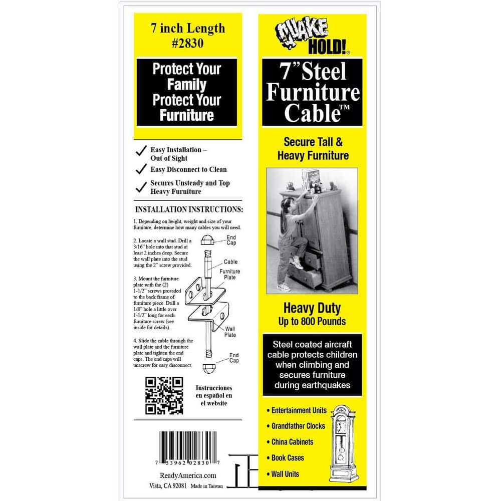 QuakeHOLD! 7 in. Steel Furniture Cable (2)