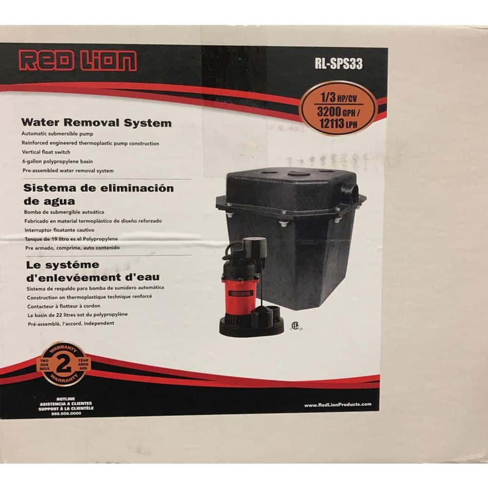 Red Lion 1/3 HP 3200 gph Thermoplastic Vertical Float Switch AC Sump Pump (2)