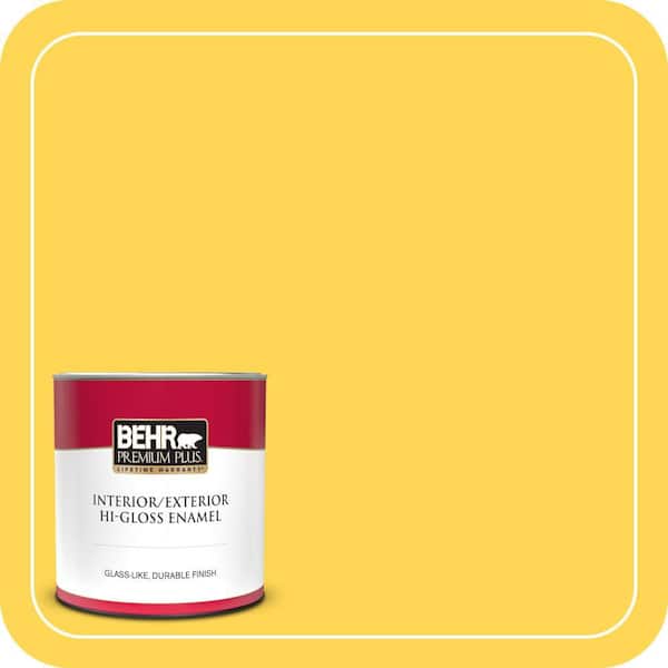 BEHR PREMIUM PLUS 1 qt. #P300-6 Buzz-in Hi-Gloss Enamel Interior/Exterior Paint & Primer (2)