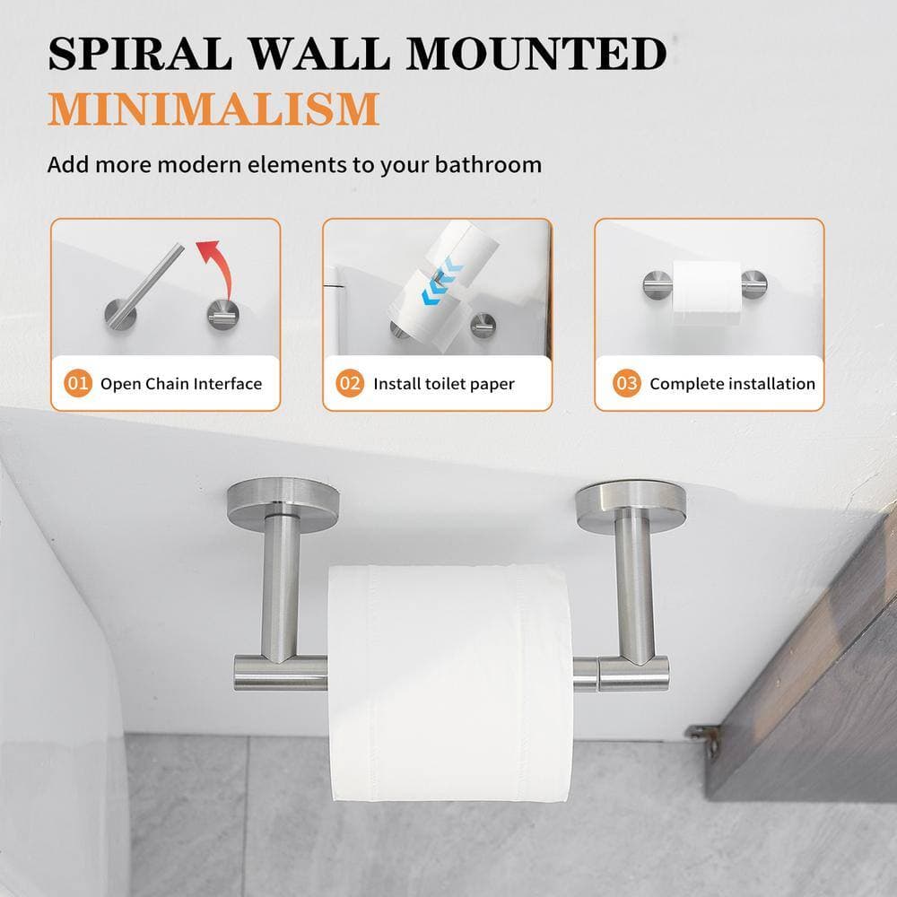 BWE 2-Piece Bath Hardware Set with Towel Ring Toilet Paper Holder Toilet Paper Holder (3)