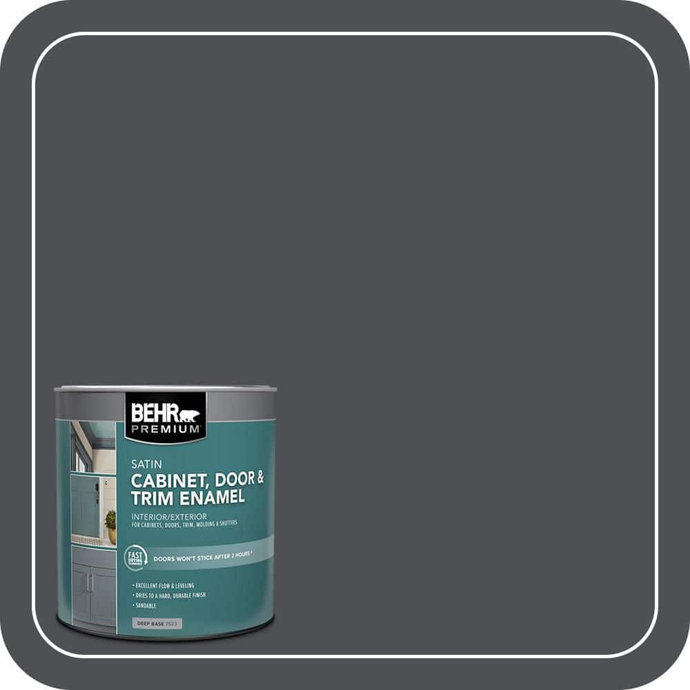 BEHR PREMIUM 1 qt. #PPU26-01 Satin Black Satin Enamel Interior/Exterior Cabinet, Door & Trim Paint