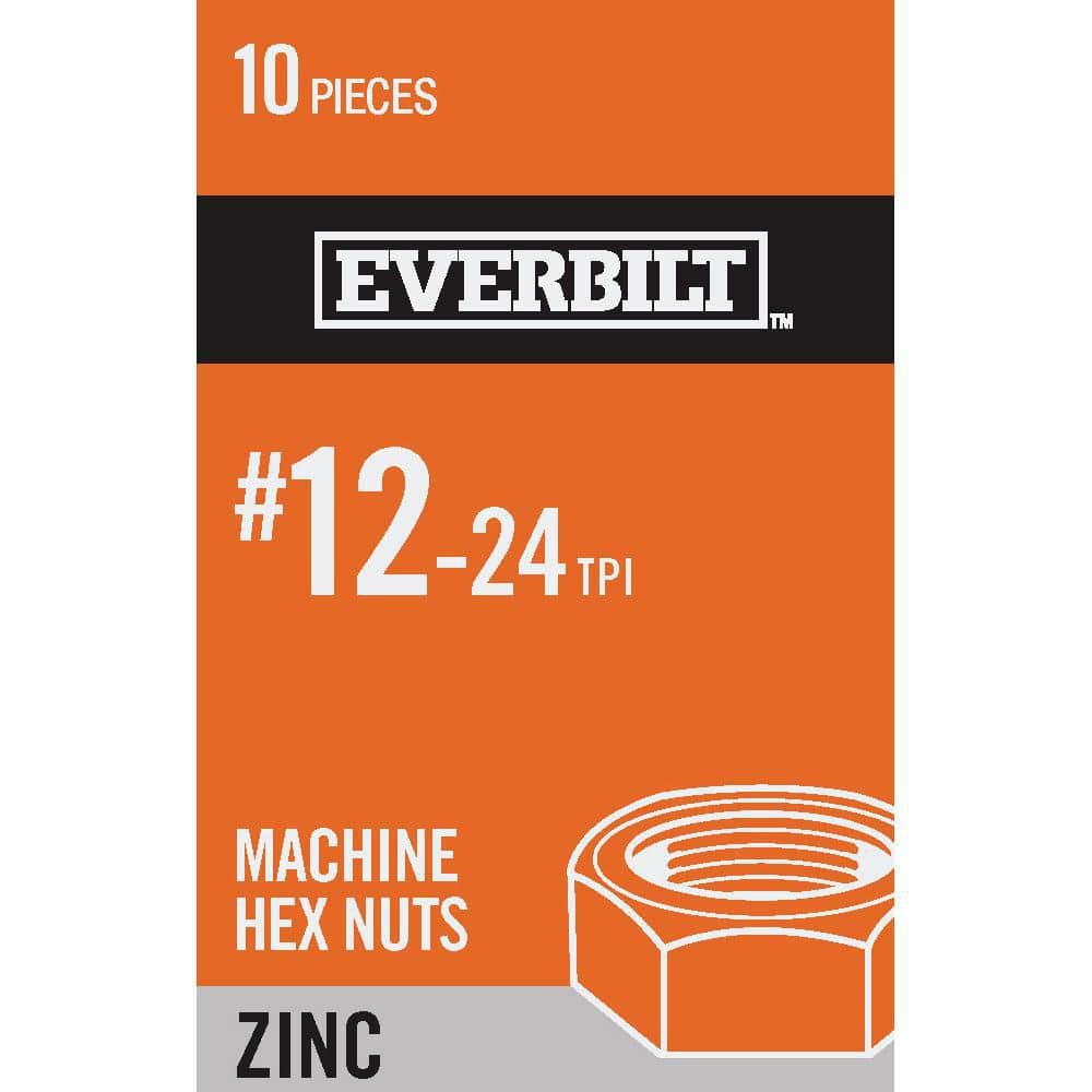 Everbilt #12-24 Zinc Plated Machine Screw Nut (10-Pack)