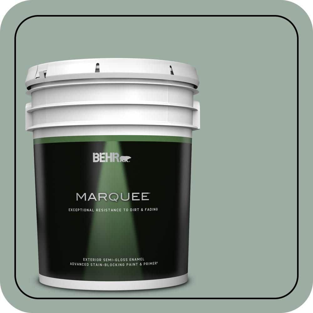 BEHR MARQUEE 5 gal. #N420-3 Misty Moss Semi-Gloss Enamel Exterior Paint & Primer