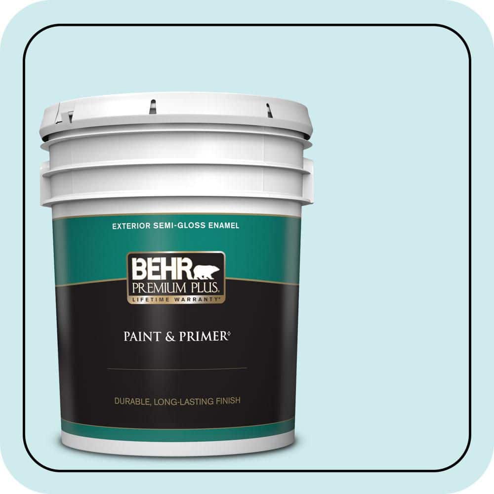 BEHR PREMIUM PLUS 5 gal. #510A-2 Salty Tear Semi-Gloss Enamel Exterior Paint & Primer