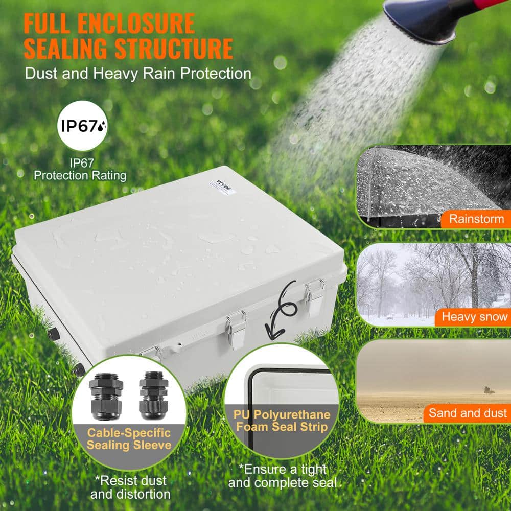 VEVOR 20.87 in. x 16.92 in. x 7.87 in. Outdoor Electrical Junction Box ABS Plastic Electrical Box w/IP67 Dustproof Waterproof (3)