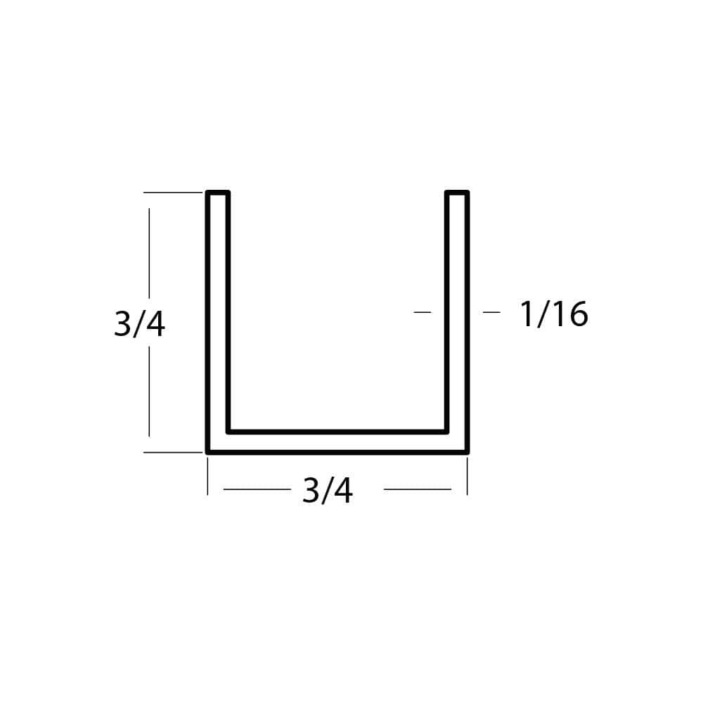 Alexandria Moulding AT 002 3/4 in. D x 3/4 in. W x 96 in. L Metal Mira Satin Clear U-Channel Drip Cap Moulding Pack (6-Pack) (2)