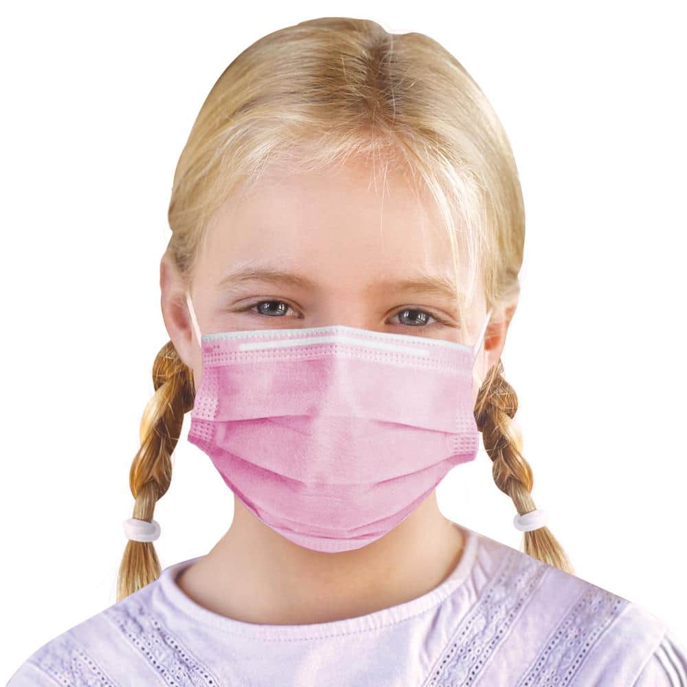 SUPPLYAID 3-Layer Kids Size Disposable Face Mask with Moldable Nose Bar (50-Count) (2)