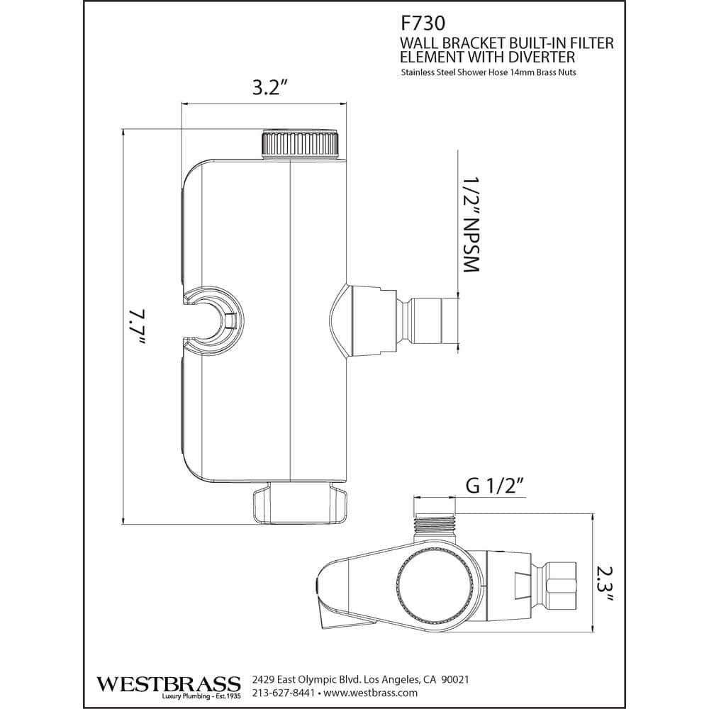 Westbrass Wall-Mount Handshower Holder with Built-In Filter and Diverter in Matte Black (3)