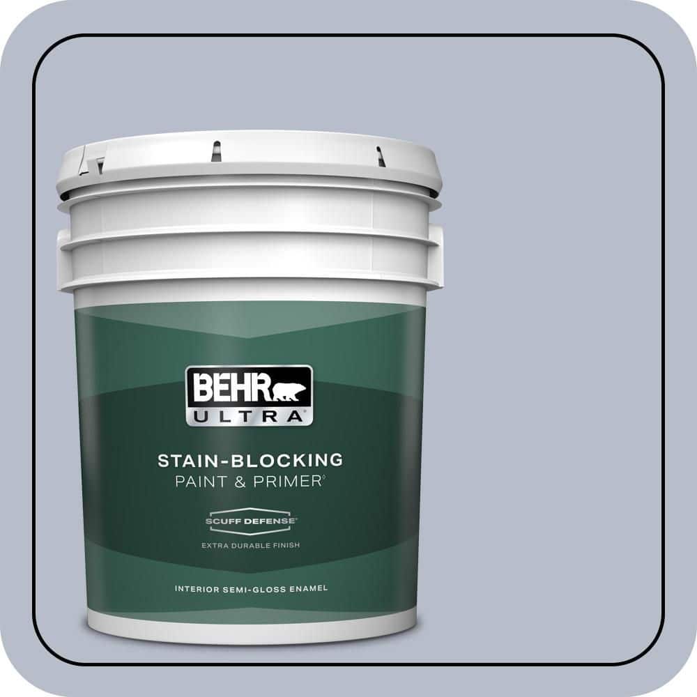 BEHR ULTRA 5 gal. #610F-4 Silver Service Extra Durable Semi-Gloss Enamel Interior Paint & Primer