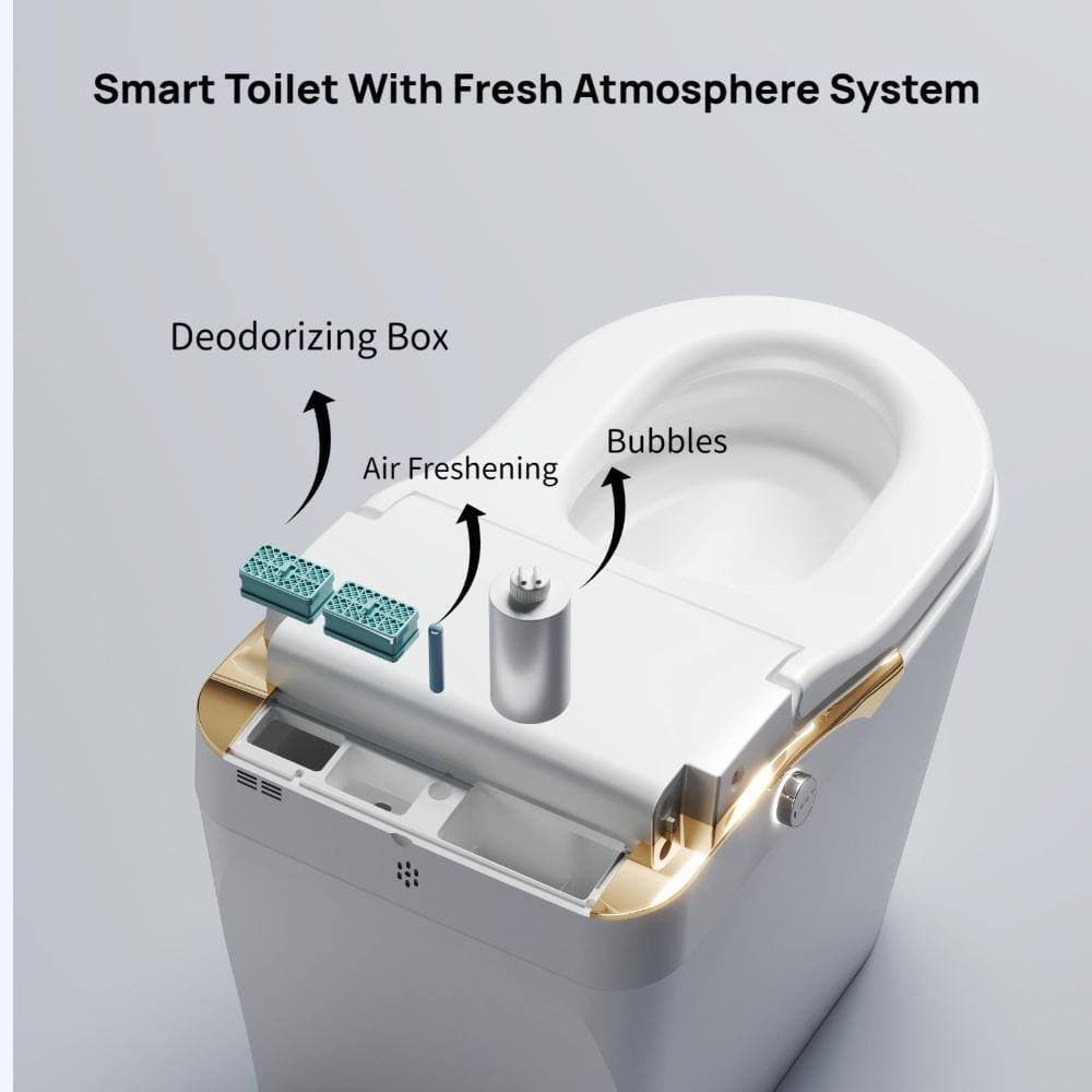 Kahomvis 1-piece 1.28 GPF Single Flush Elongated Smart Toilet in White Auto Open/Close Seat Included (3)