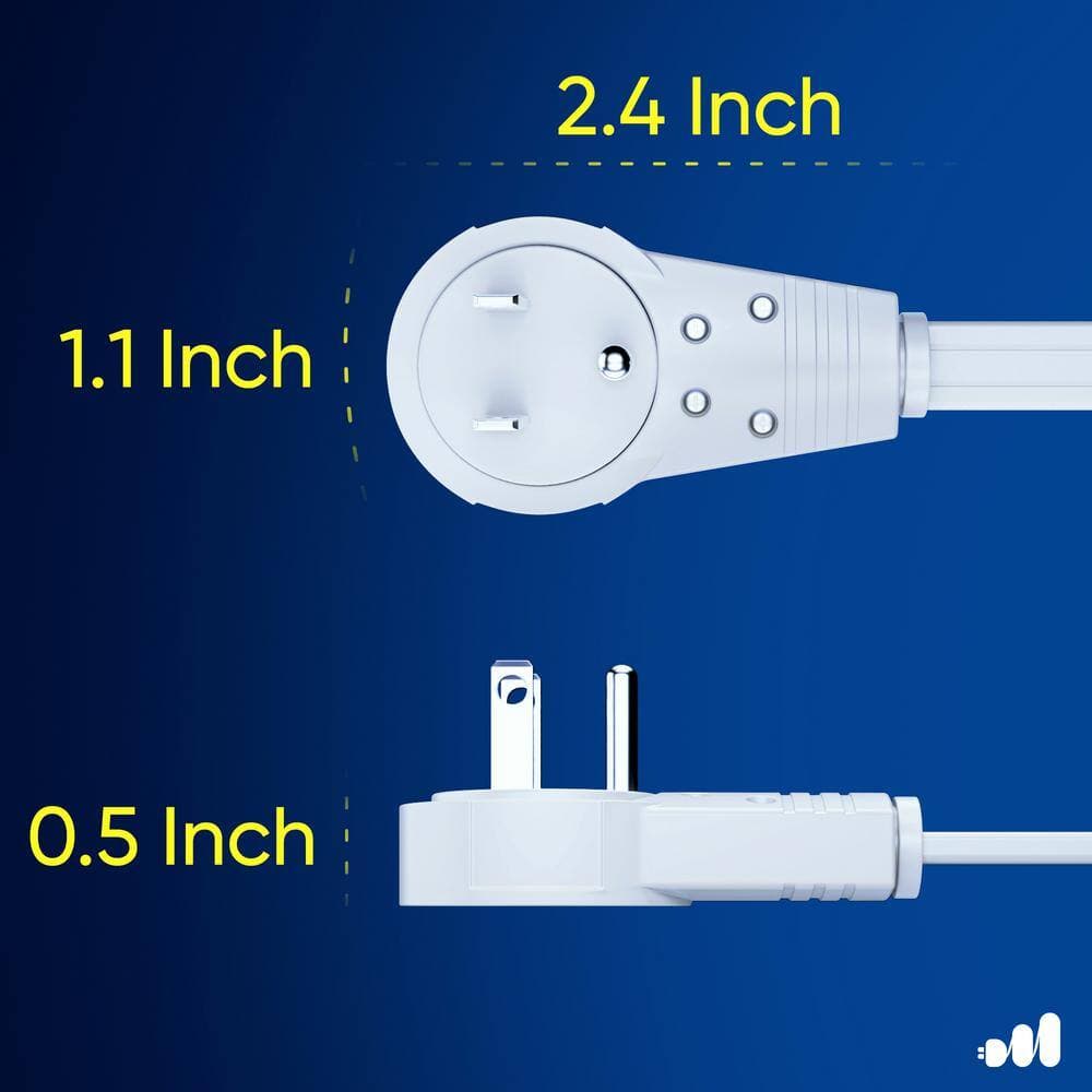 MAXIMM 30 ft. 16/3 Light Duty Indoor Extension Cord with 360° Rotating Flat Plug 3-Outlet, 13Amps, White (3)