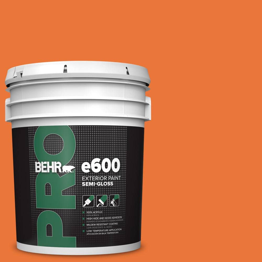 BEHR PRO 5 gal. #HDC-MD-27 Tart Orange Semi-Gloss Acrylic Exterior Paint