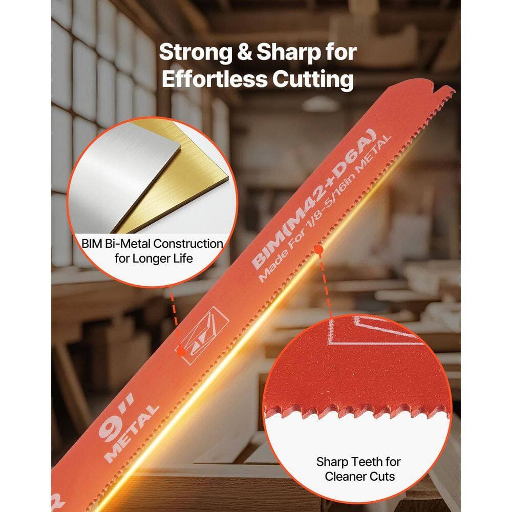 VEVOR Reciprocating Saw Blades, 25 Pack, 14/18 TPI Bi-Metal Reciprocating Saw Blade Set with Universal Shank, Sharp Teeth (3)