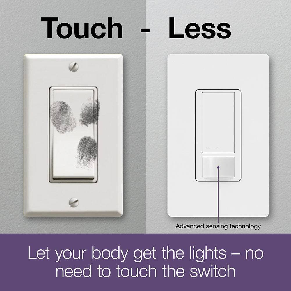 Lutron Maestro Motion Sensor Switch with Wallplate, 2 Amp/Single-Pole, White (MS-O2S-2PK-WHW) (2-Pack) (3)