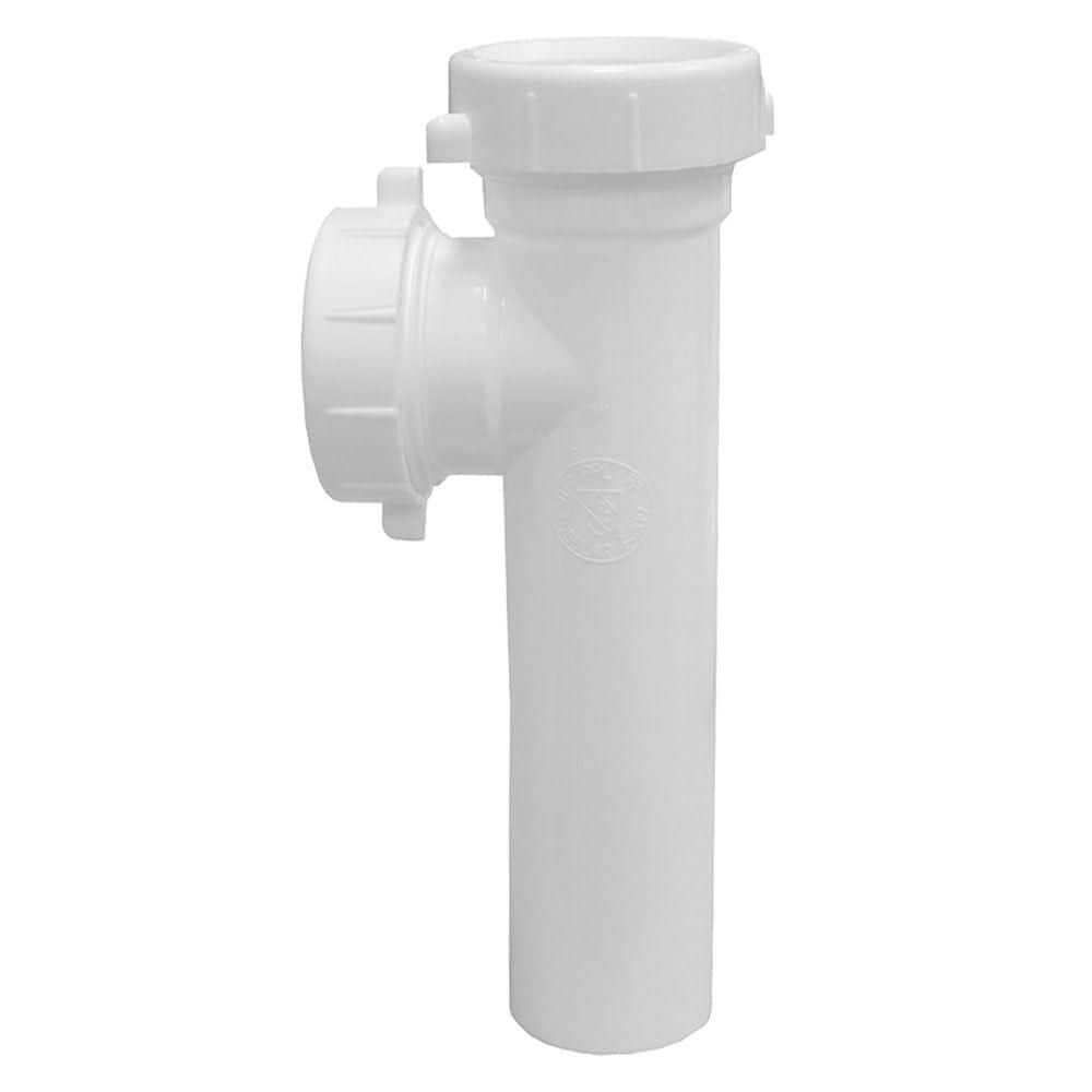 JONES STEPHENS 1-1/2 in. White Plastic Slip Joint End Outlet Tee Only with Baffle